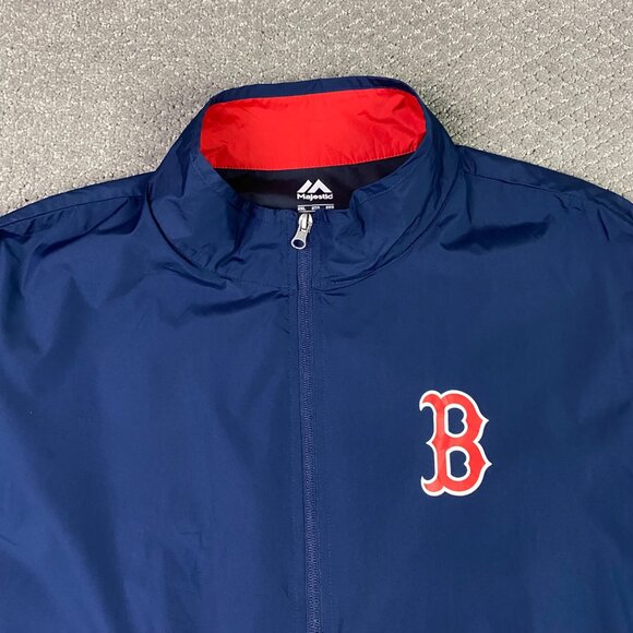 Boston Red Sox Full Zip Windbreaker Jacket Men's 2XL Majestic Blue Baseball XXL - Picture 2 of 13